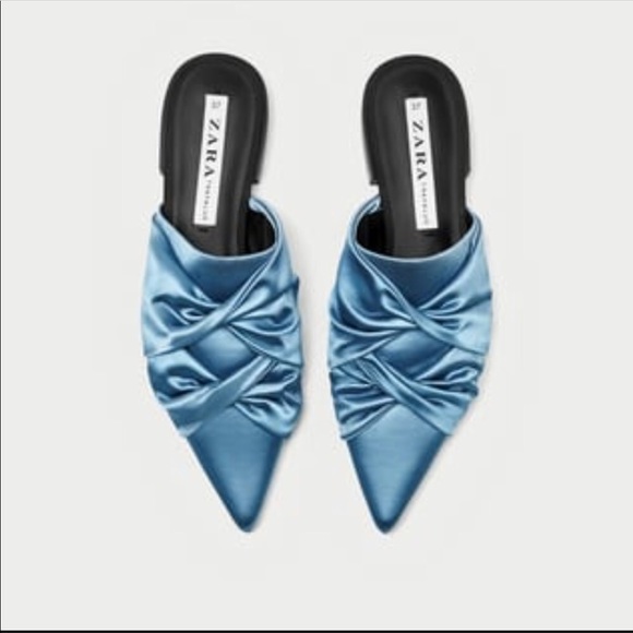 Zara Shoes - Zara Blue Gathered Mule in Aqua Size 38